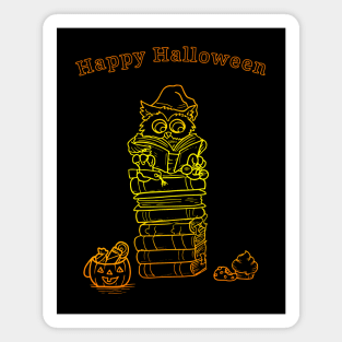 Happy Halloween Reading Owl Magnet